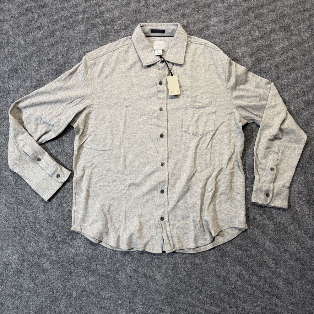Giasone Mens XL Gray Cotton Lyocell Knit Button Up Shirt Jacket Overshirt NWT